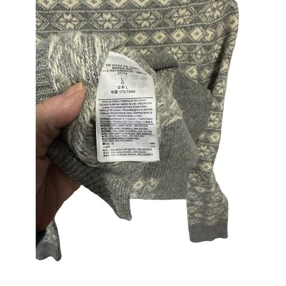 GAP lambs wool blend gray white aztec southwestern sweater pullover top‎ size L - Picture 8 of 9
